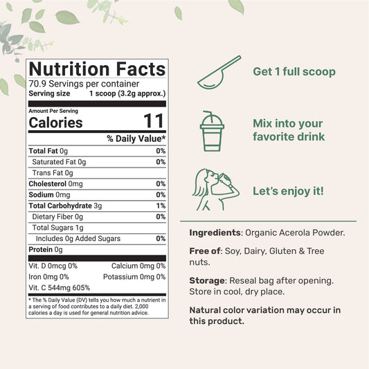 Micro Ingredients Acerola Cherry Powder scoop for precise dosing