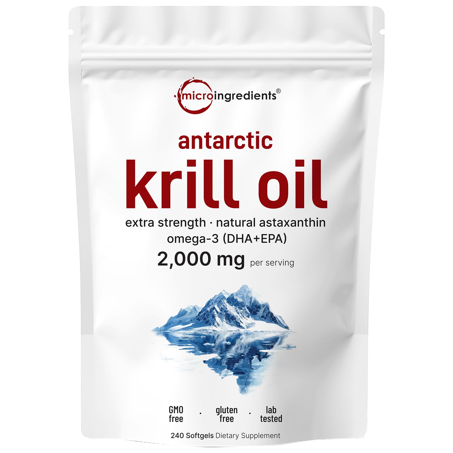 Micro Ingredients Antarctic Krill Oil bottle showing premium omega-3 supplement for daily wellness