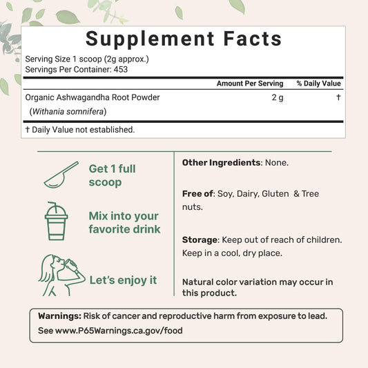 Micro Ingredients ashwagandha powder scoop showing measured serving for easy daily dosing.