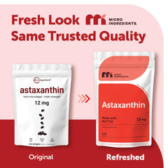 Micro Ingredients Astaxanthin softgels closeup showing easy-to-swallow design