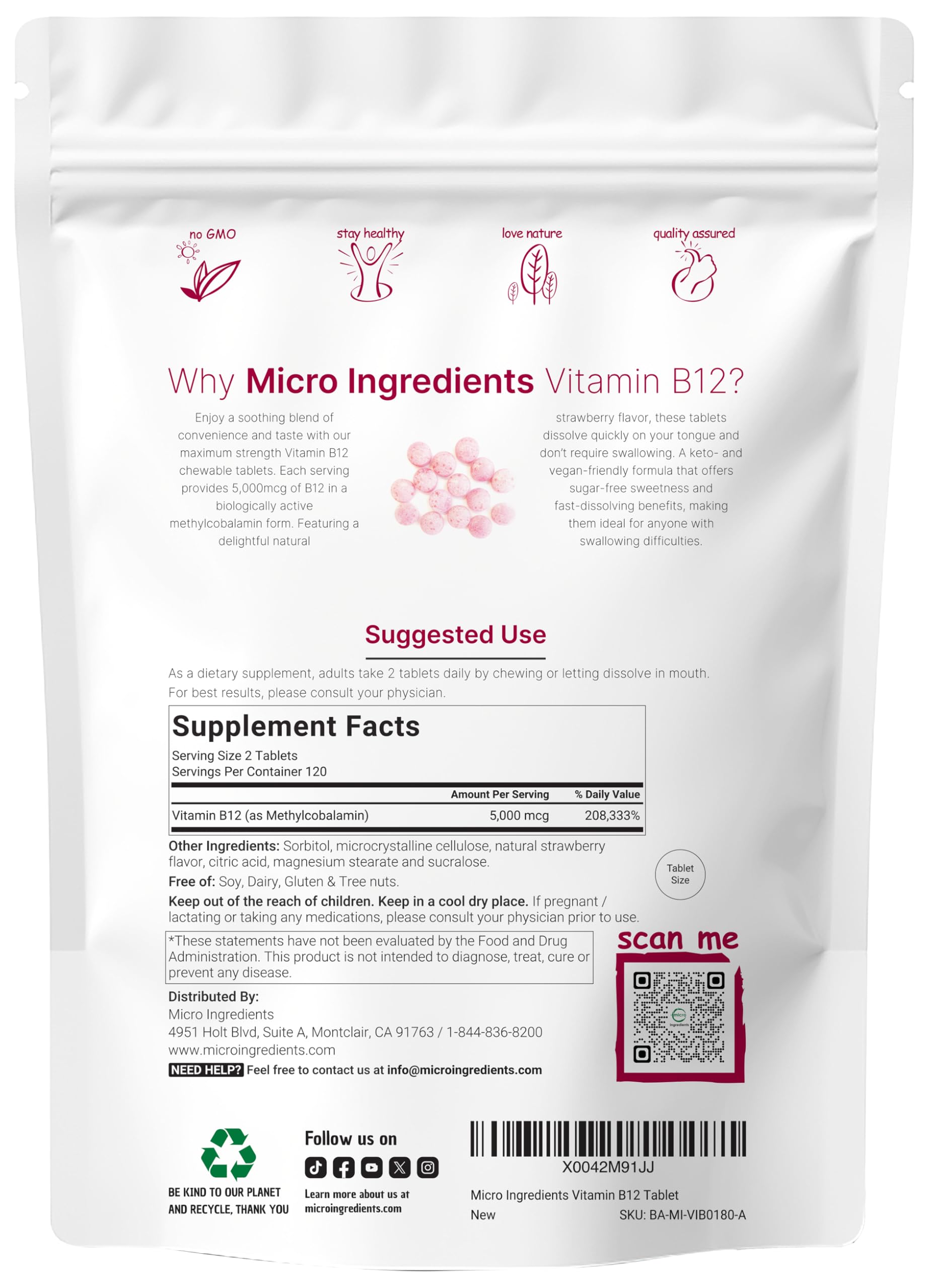 Strawberry-flavored B12 chew from Micro Ingredients enhances taste and ease.