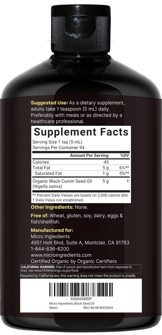 Micro Ingredients black seed oil pour demonstrating easy culinary drizzle.