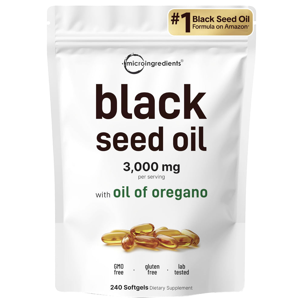 Micro Ingredients Black Seed Oil Softgels bottle for daily wellness.