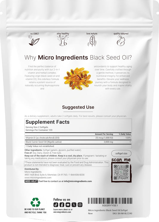 Micro Ingredients black seed oil softgels ready to take on the go