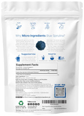 Pouring Micro Ingredients blue spirulina powder highlights natural luminous blue in drinks.