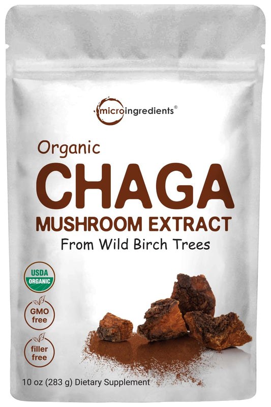 Micro Ingredients chaga extract bottle with 100 to 1 potency for daily wellness