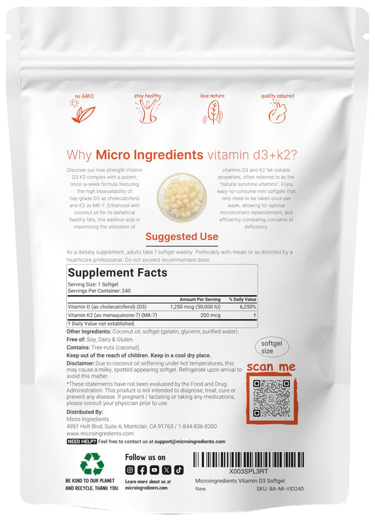 Micro Ingredients coconut oil softgels highlight the fat-based carrier for nutrient absorption.