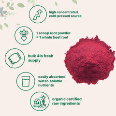 Close-up of cold-pressed beet powder preserving nutrients and color.