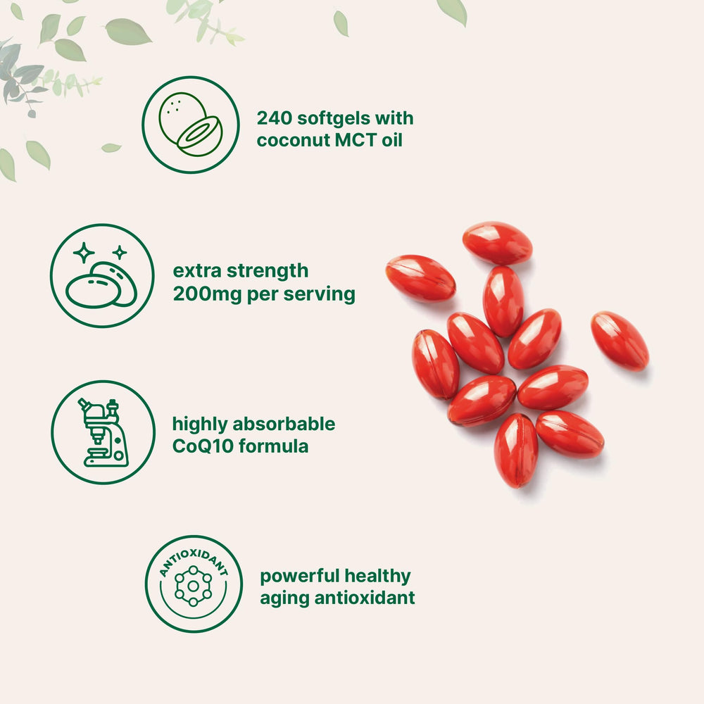 Close-up of CoQ10 with coconut MCT oil blend for better delivery.