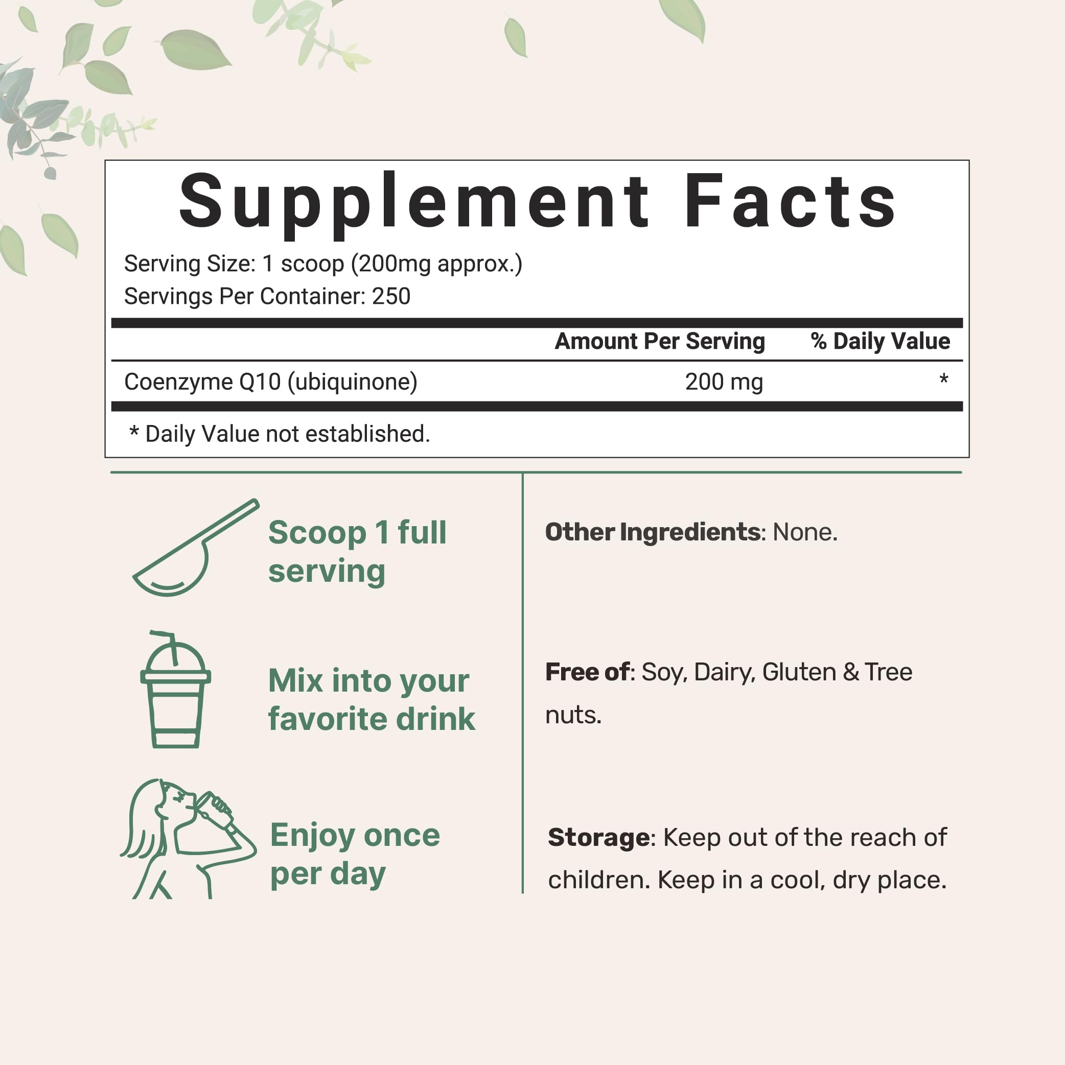 Scoop dispensing COQ10 powder from Micro Ingredients for simple, consistent serving