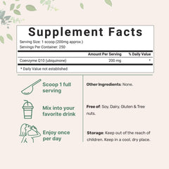 Scoop dispensing COQ10 powder from Micro Ingredients for simple, consistent serving