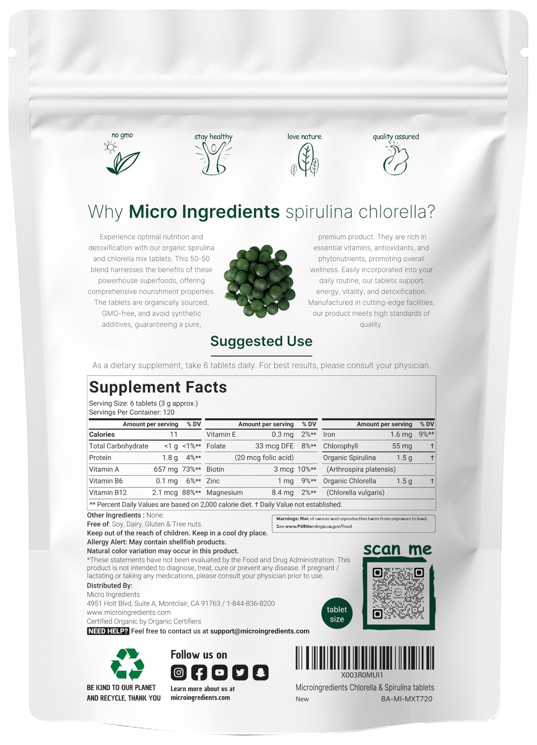 Micro Ingredients cracked cell wall tablets closeup showing absorption-friendly greens.