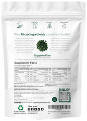 Micro Ingredients cracked cell wall tablets closeup showing absorption-friendly greens.