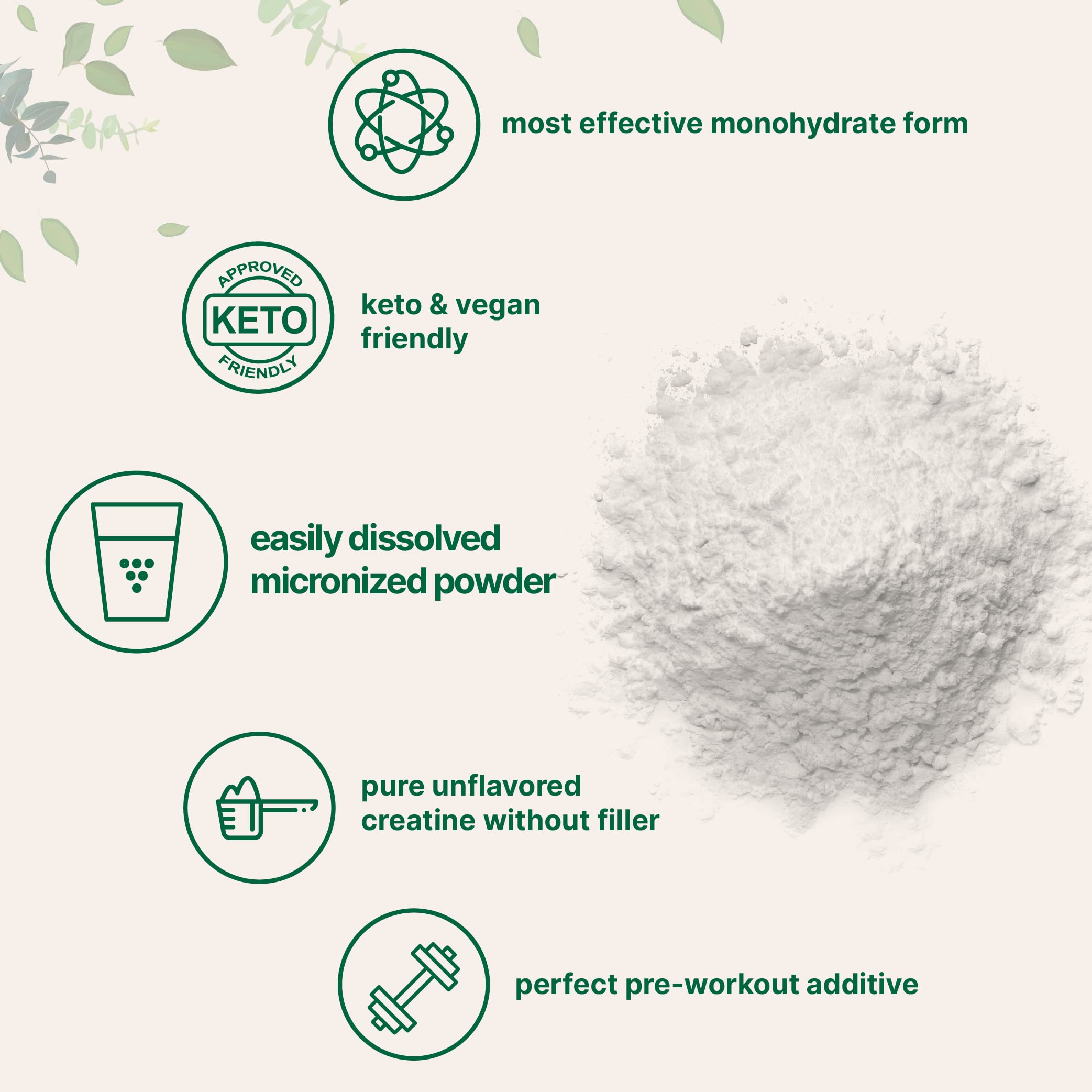 Creatine dissolves easily in a beverage with Micro Ingredients powder.