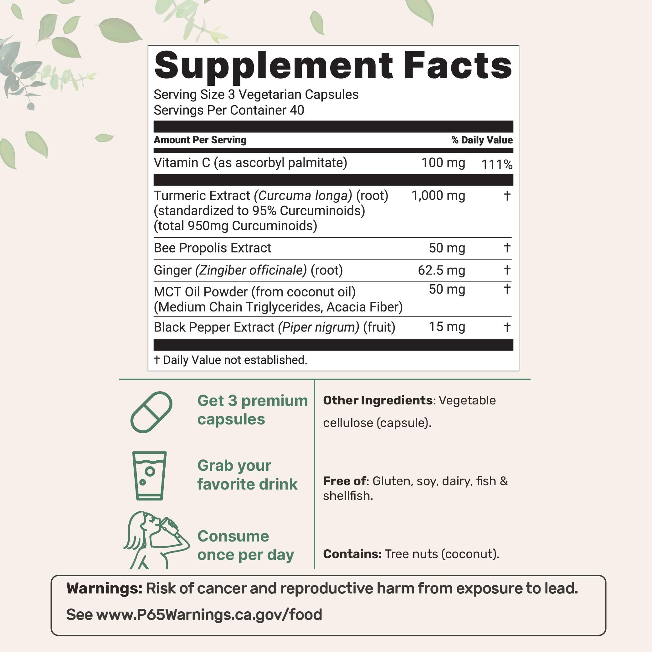 Micro Ingredients Curcumin 95% active curcuminoids highlighting potent formula for everyday joint comfort.