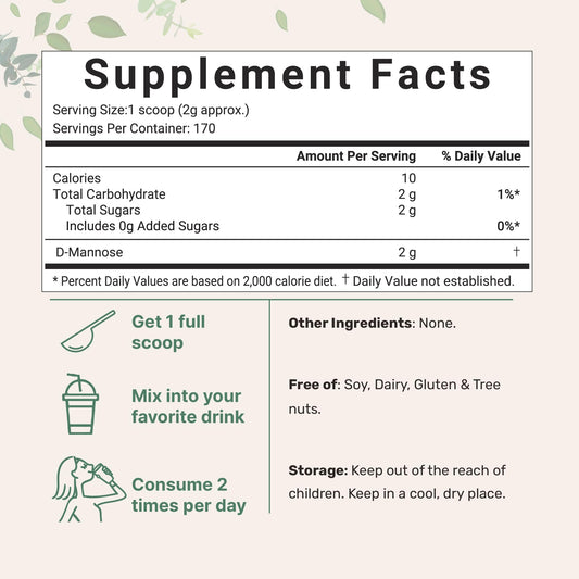 Micro Ingredients D Mannose Powder scoop shows quick dose for mixing.