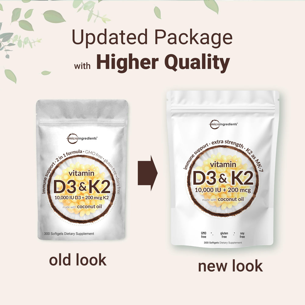 Micro Ingredients D3 K2 softgels coconut oil carrier in use.