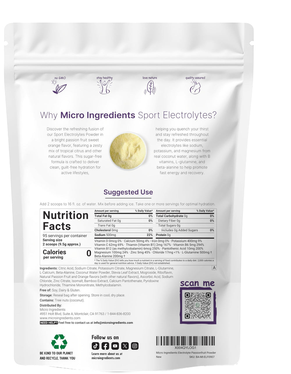 Micro Ingredients Electrolytes pour into glass, ideal for post-workout hydration.