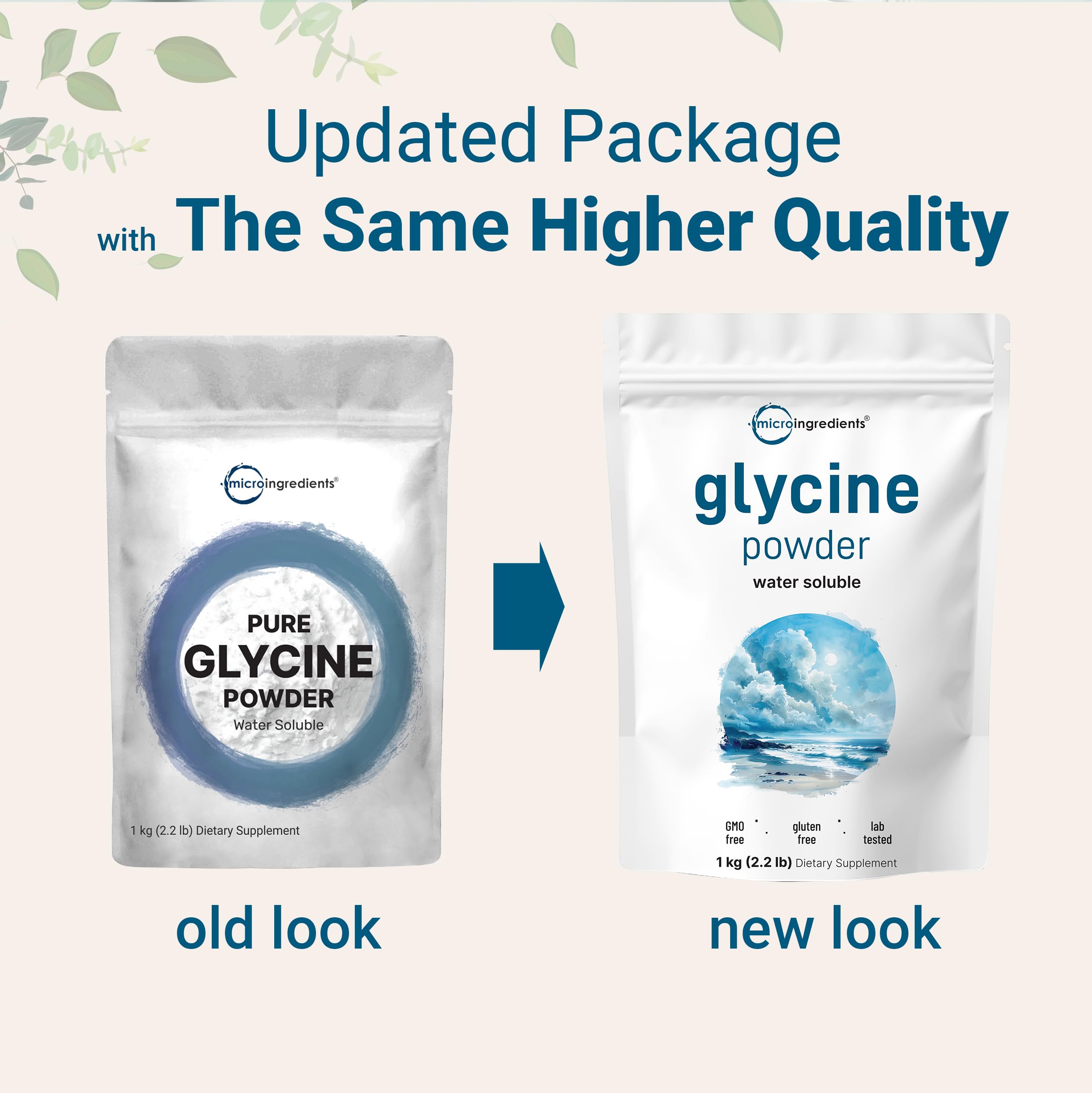 Micro Ingredients glycine powder 1kg packaging ready for bulk daily use.