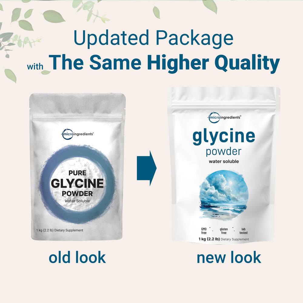 Micro Ingredients glycine powder 1kg packaging ready for bulk daily use.