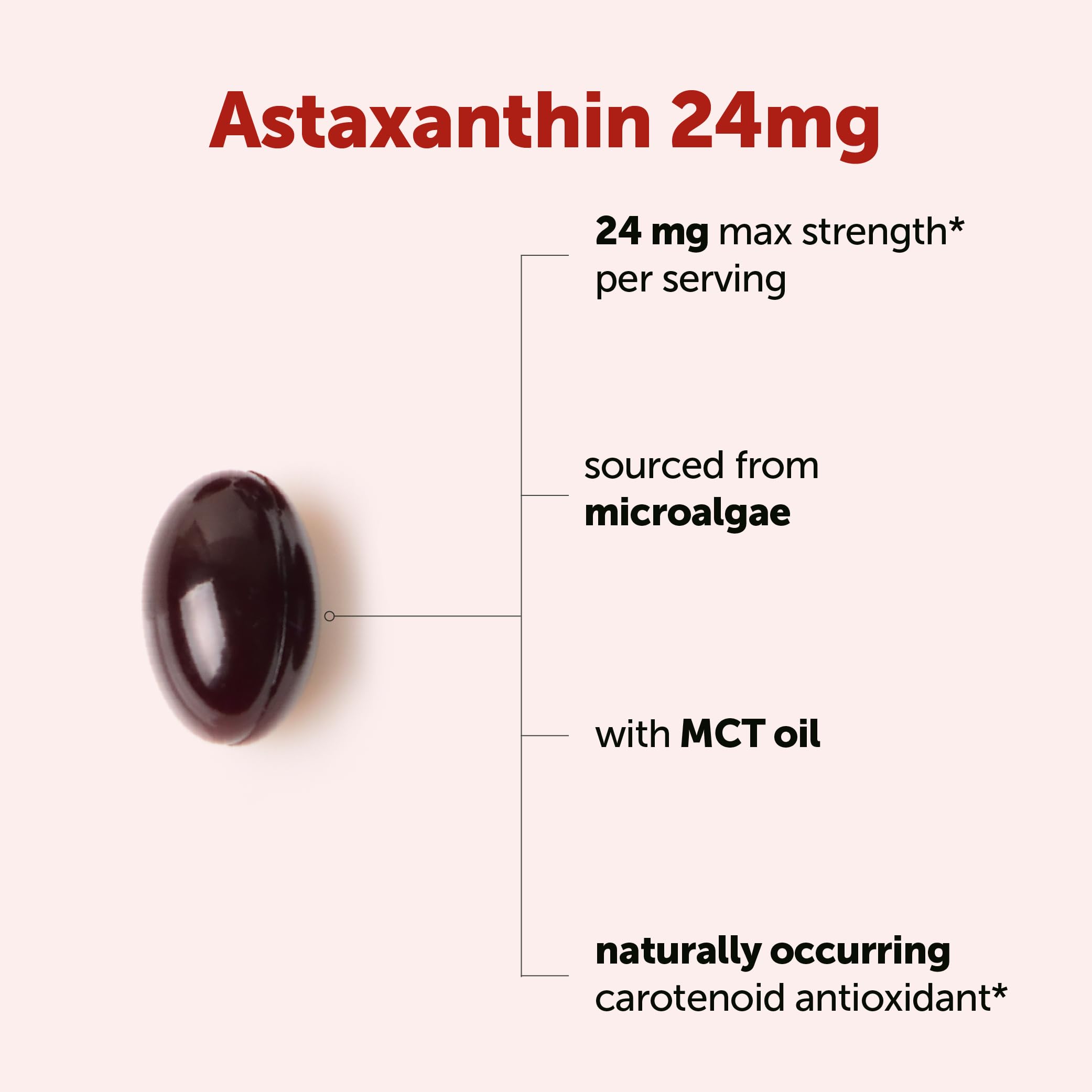 Astaxanthin from Haematococcus Pluvialis visual, natural pigment source for antioxidant support.