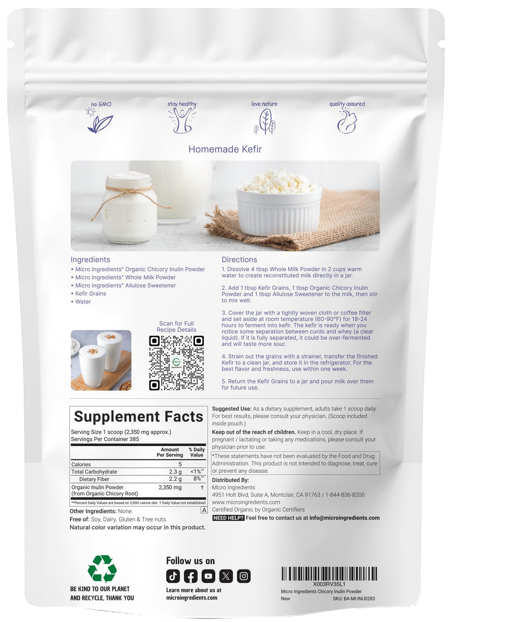 Micro Ingredients Inulin powder scoop shown for exact serving size.