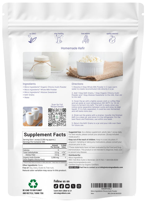 Micro Ingredients Inulin powder scoop shown for exact serving size.