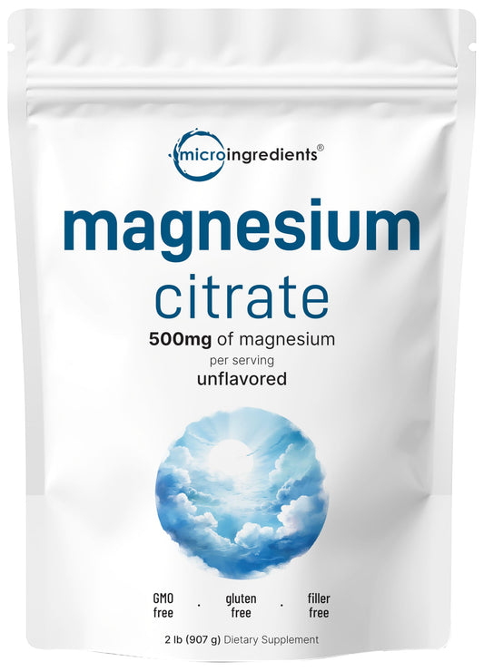 Micro Ingredients Magnesium Citrate Powder bottle for daily relaxation support