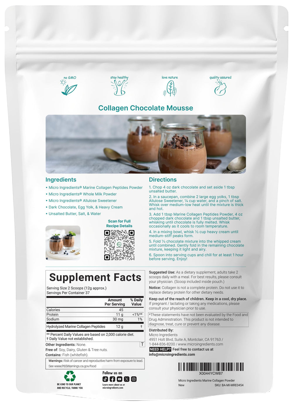 Scoop included for precise daily servings with Micro Ingredients marine collagen.