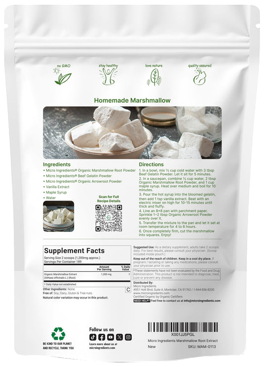 Spoonful of Micro Ingredients marshmallow root powder ready for use.