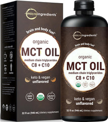 Micro Ingredients MCT Oil bottle front view for keto-friendly energy.