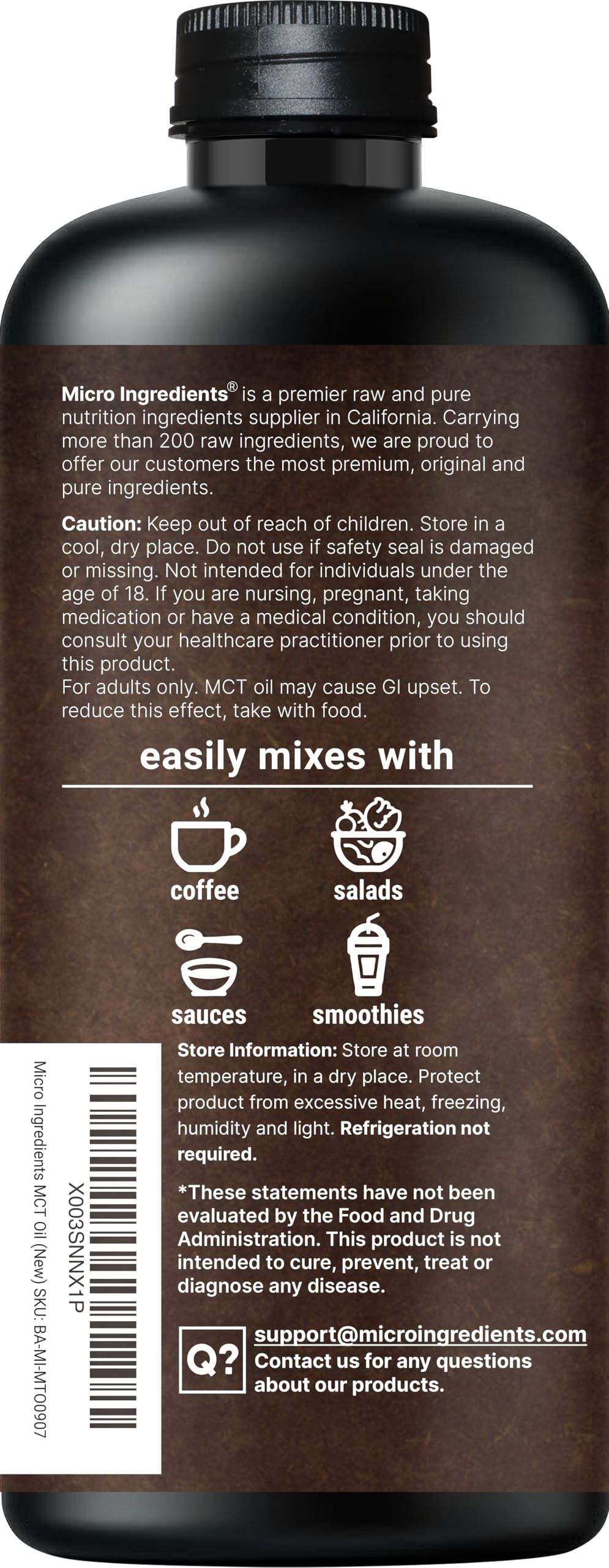 Micro Ingredients MCT Oil on kitchen counter ready for daily use.