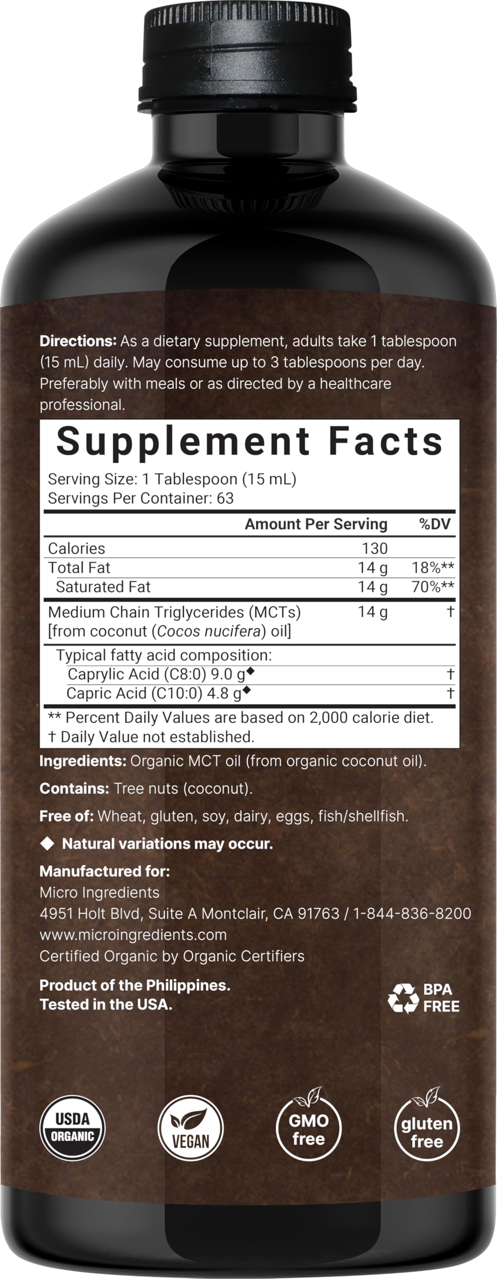 Micro Ingredients MCT Oil pouring into coffee for quick mental clarity.