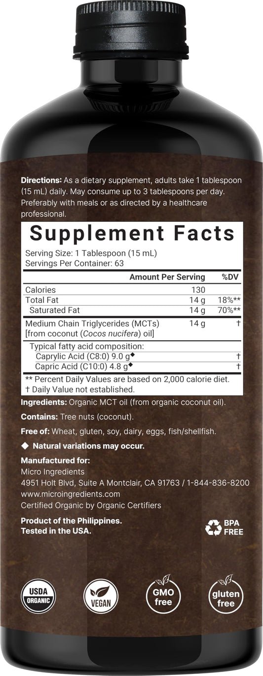 Micro Ingredients MCT Oil pouring into coffee for quick mental clarity.