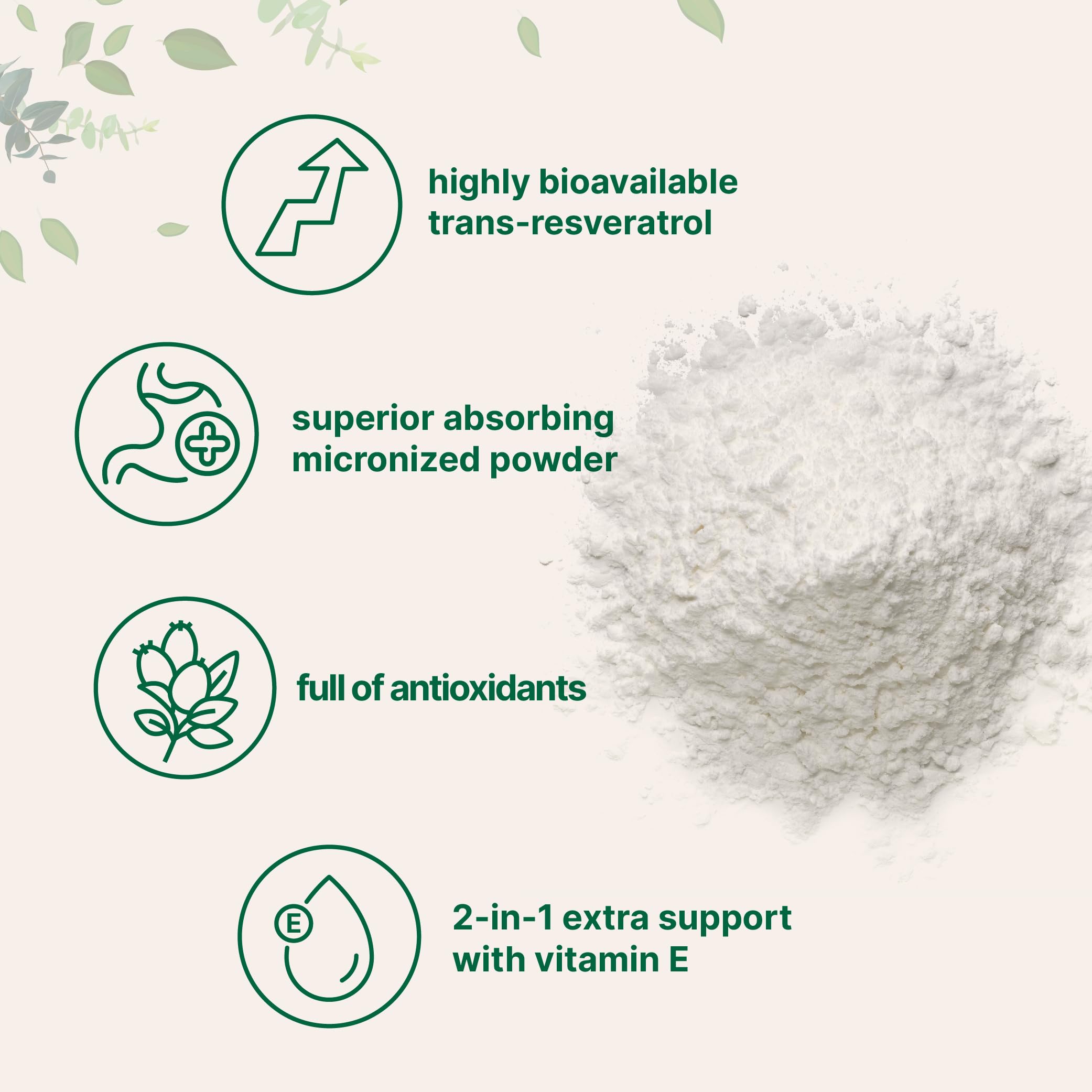Micro Ingredients micronized Resveratrol powder close-up reveals fine texture for smooth mixing
