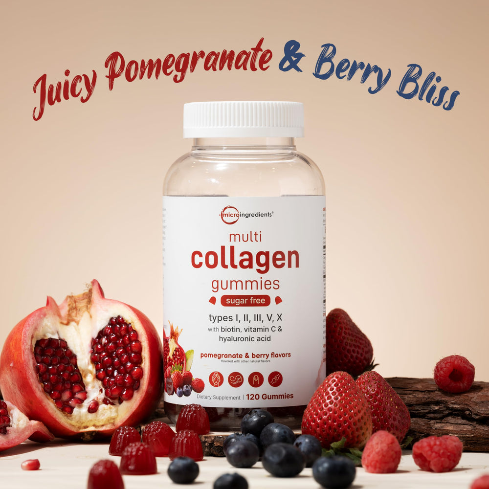 Micro Ingredients gummies featuring vibrant pomegranate berry flavor