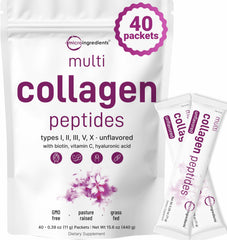 Micro Ingredients multi collagen peptides stick-pack front for convenient on-the-go beauty support.