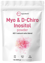 Micro Ingredients Myo-Inositol & D-Chiro Inositol powder bottle for daily hormonal balance.