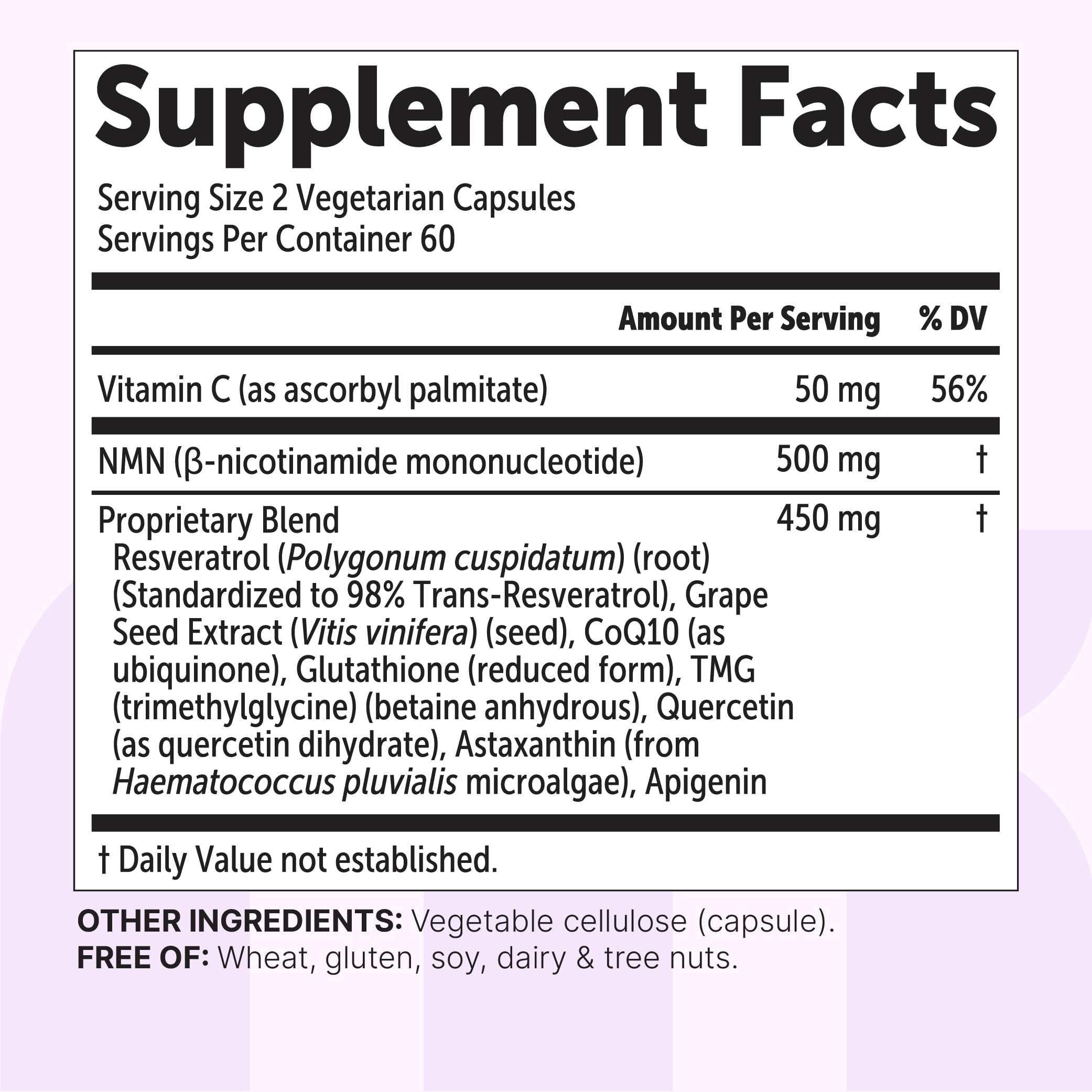 Micro Ingredients NMN Complex capsules showcase - convenient 60 servings per bottle.