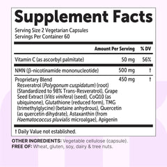 Micro Ingredients NMN Complex capsules showcase - convenient 60 servings per bottle.