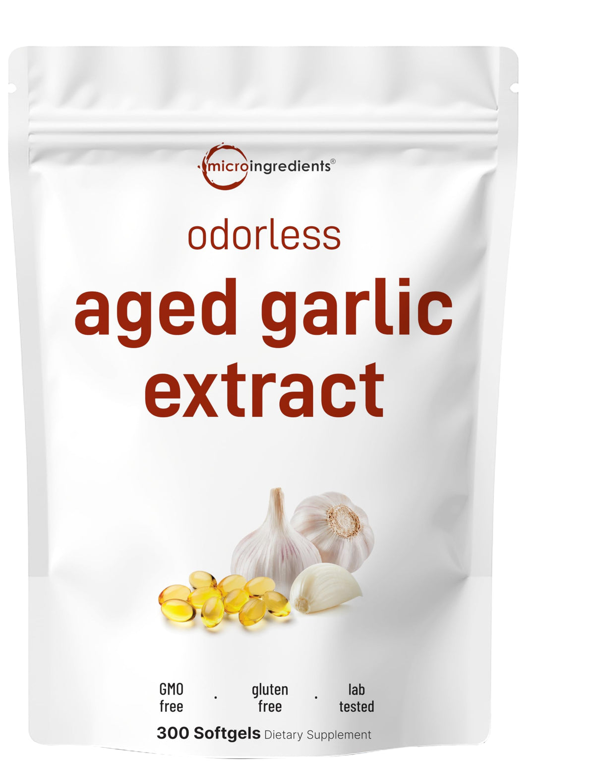 Micro Ingredients Odorless Garlic bottle with softgels for easy daily use.