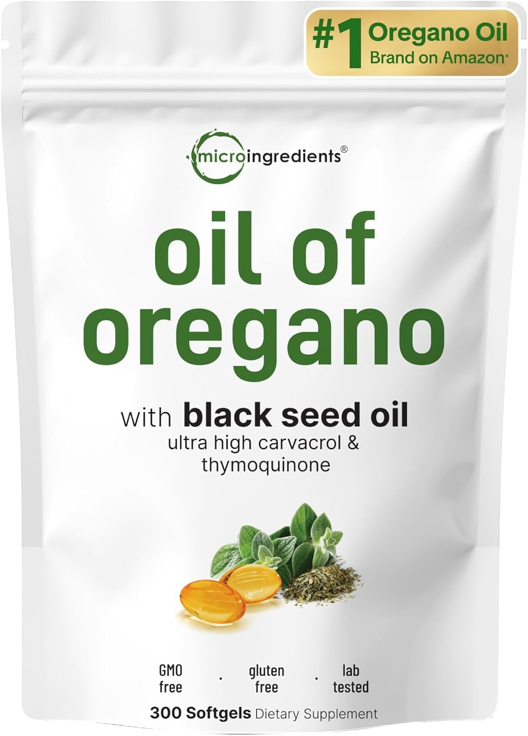 Micro Ingredients Oil of Oregano Softgels bottle for daily wellness support.