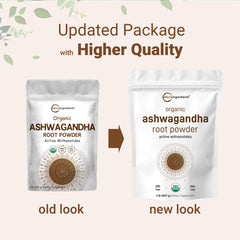 Micro Ingredients organic ashwagandha root powder bottle highlights high withanolide content.