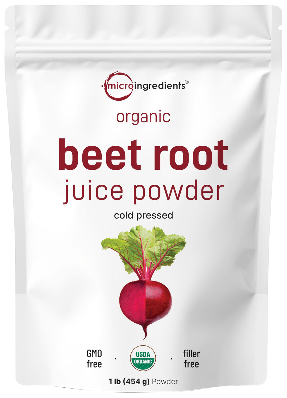 Micro Ingredients organic beet root juice powder bottle for daily energy and convenience.