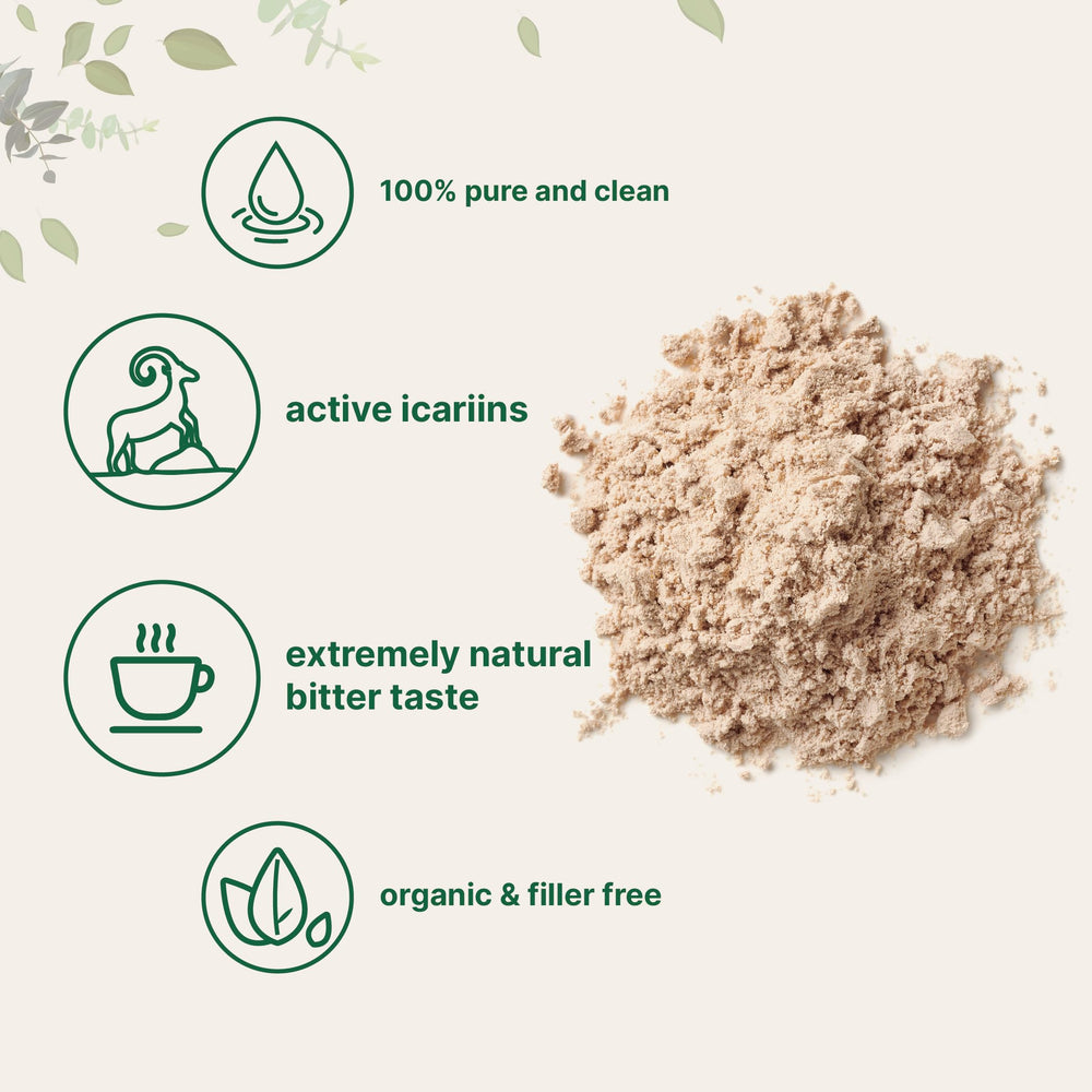 Micro Ingredients organic epimedium packaging indicating gluten-free, additive-free supplement