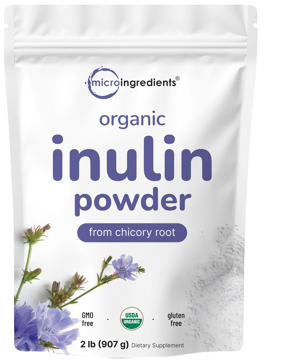 Micro Ingredients Organic Inulin powder 2lb bulk pour for daily prebiotic use.