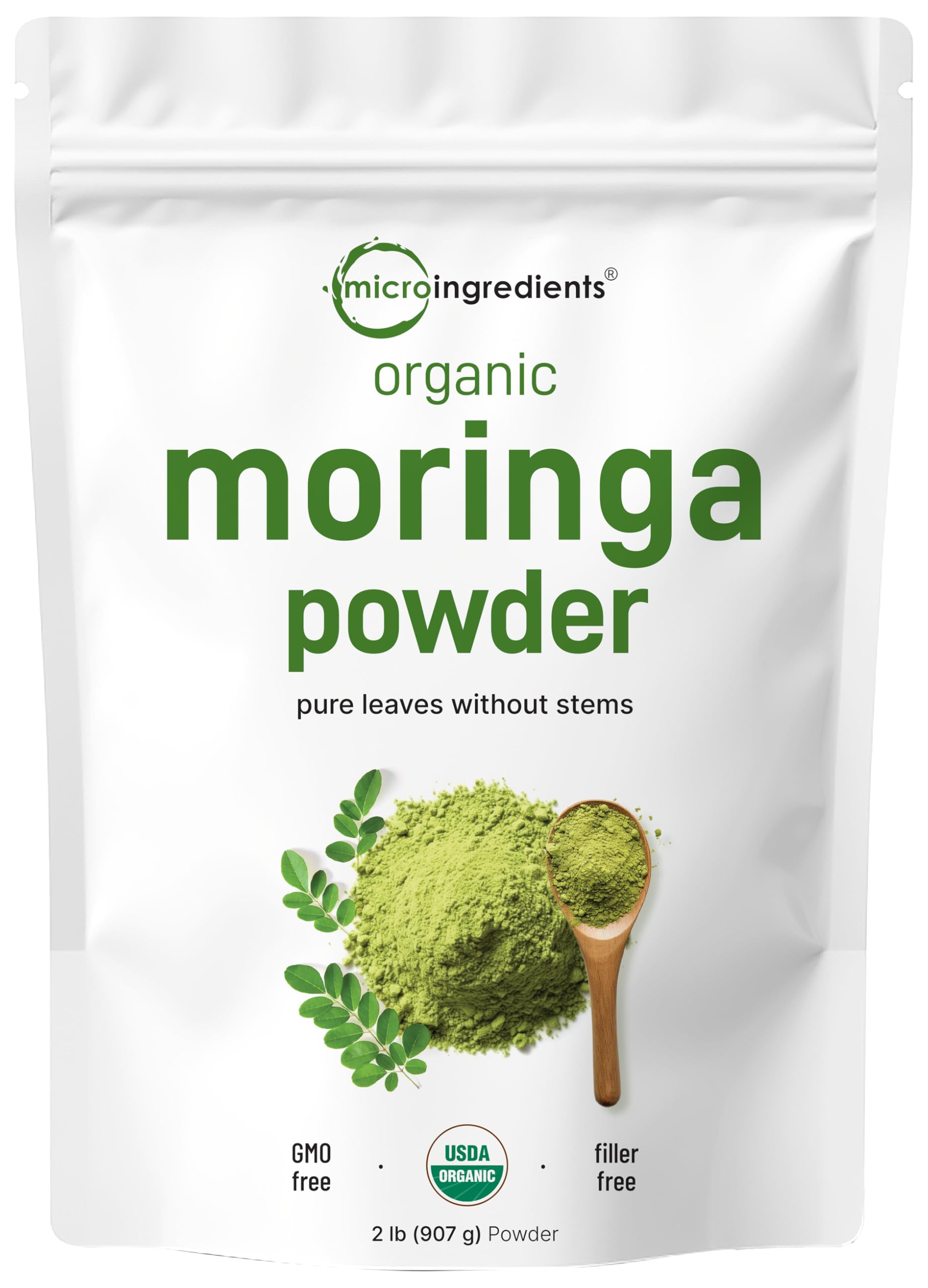 Micro Ingredients Organic Moringa Leaf Powder bottle ready for daily smoothies and tea.
