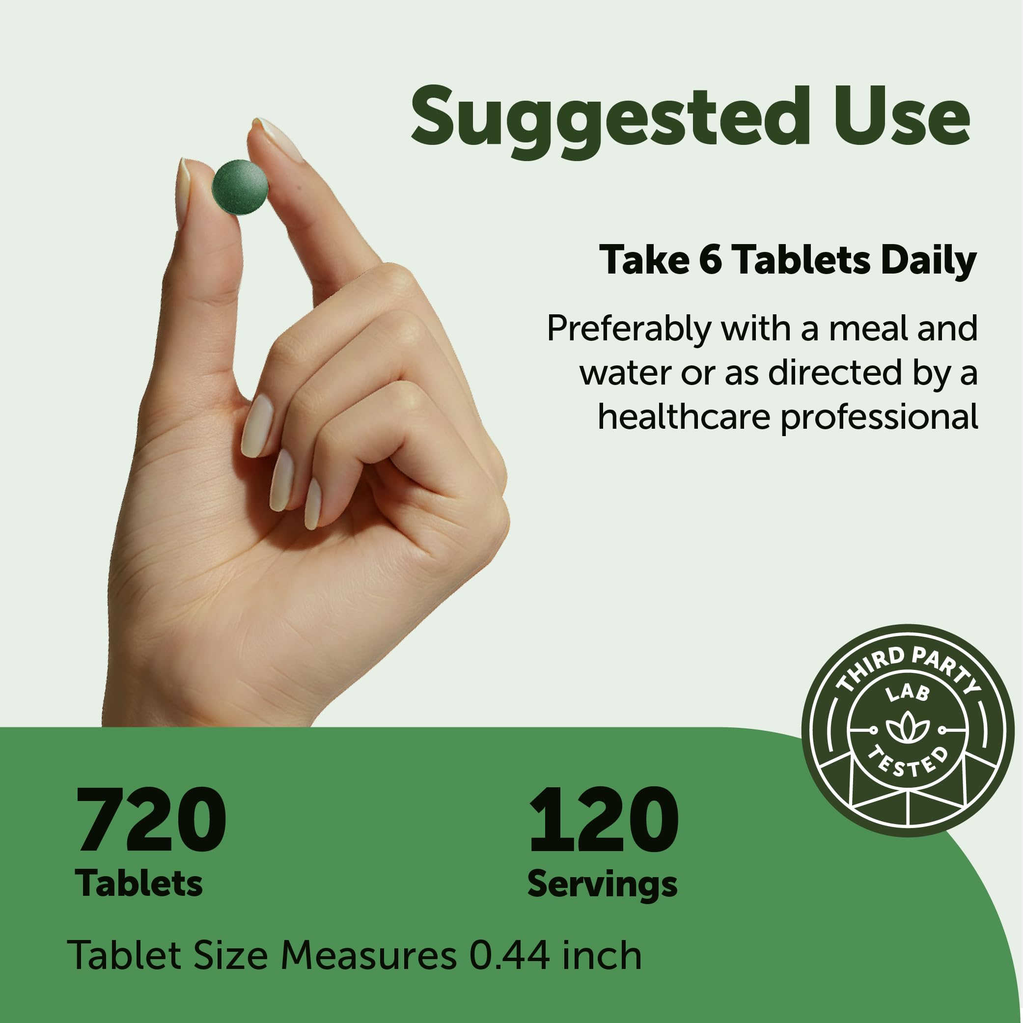 Micro Ingredients Organic Spirulina tablets close-up vibrant green color