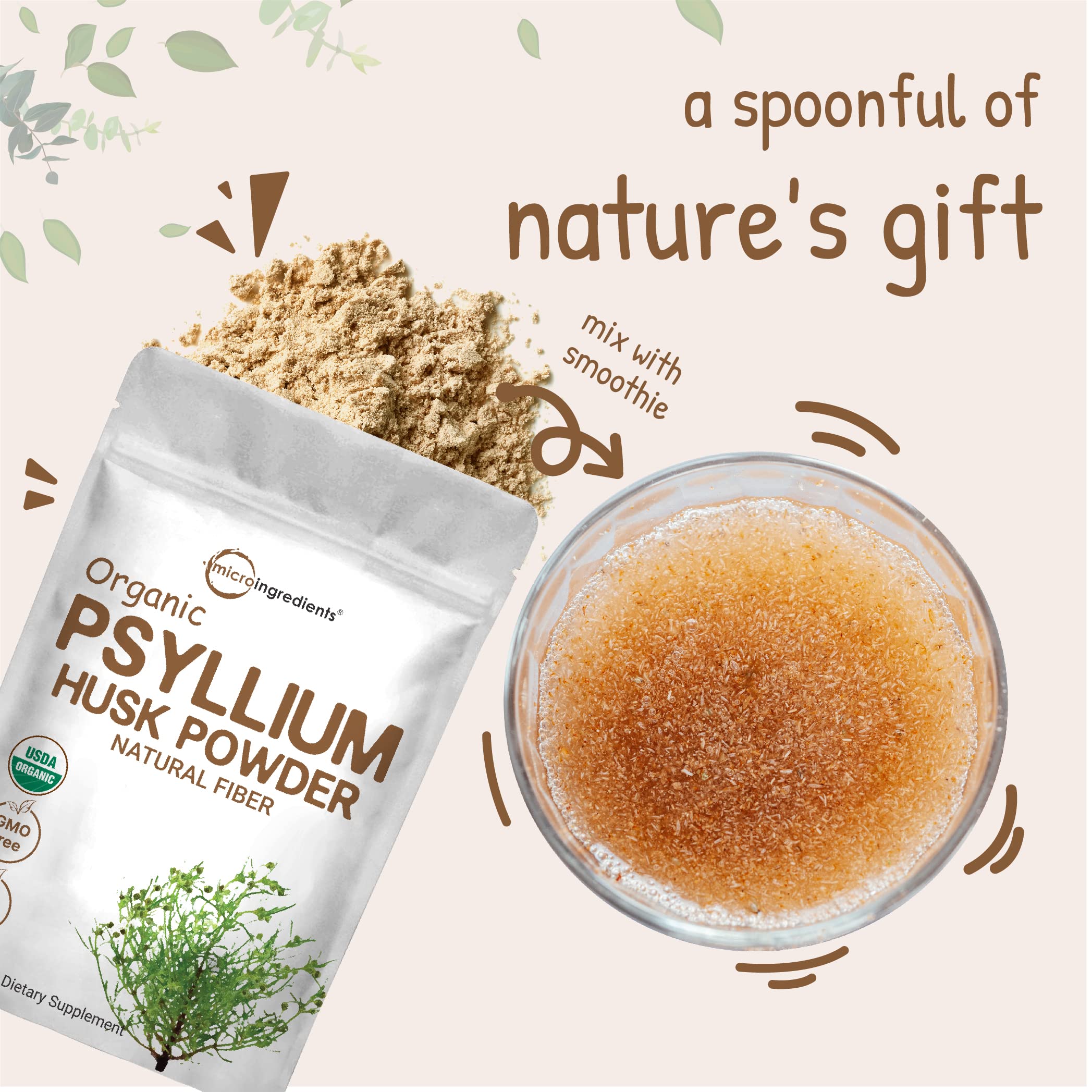 Micro Ingredients psyllium husk powder third-party testing seal ensures safety and purity