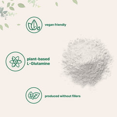 Micro Ingredients L-Glutamine powder jar close-up with a clean formula.